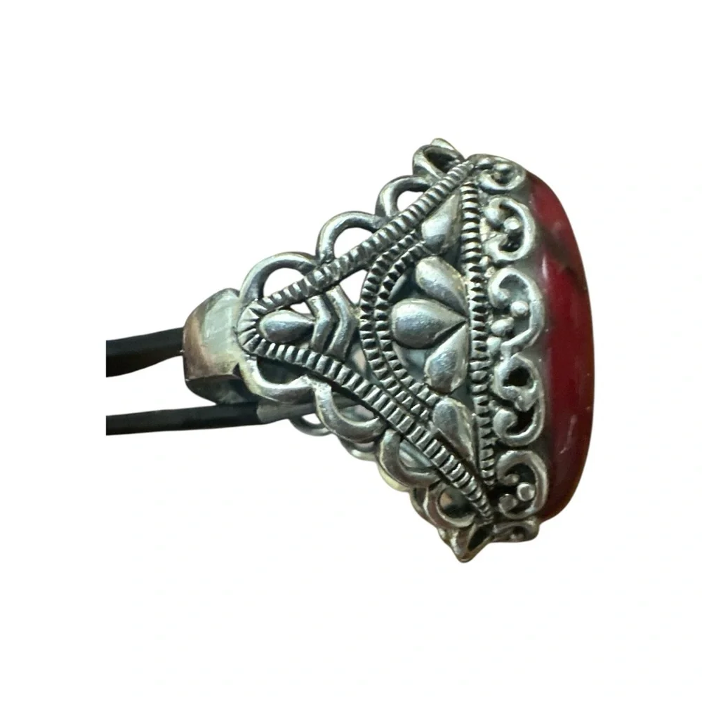 Elegant Red and Silver Ring